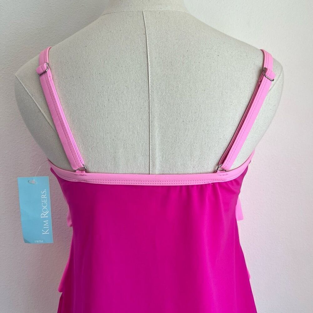 Kim Rogers Ruffled Tankini Top Pink Shades Size  Medium New With Tags - Picture 8 of 14